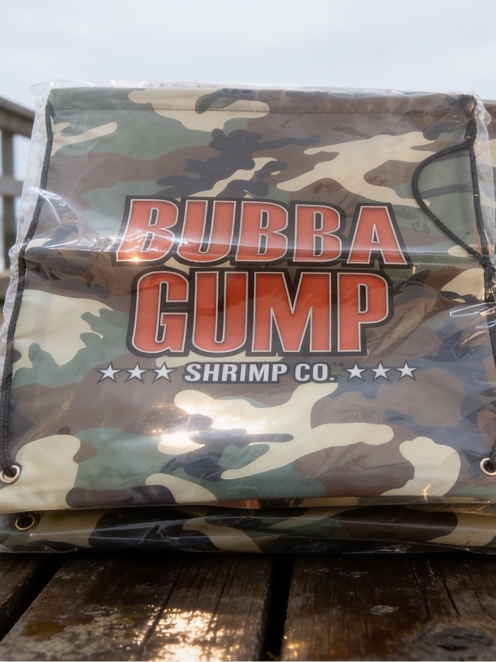 Bubba Gump Shrimp Co. Camo Drawstring Backpack - Green/Brown/Black